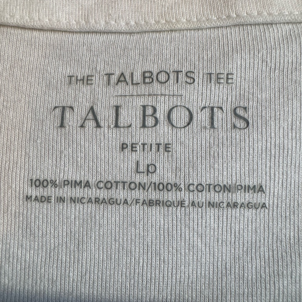 Talbots The Talbots Tee Split Neck Pima Cotton White Short Sleeve Petite T Shirt - Picture 4 of 4